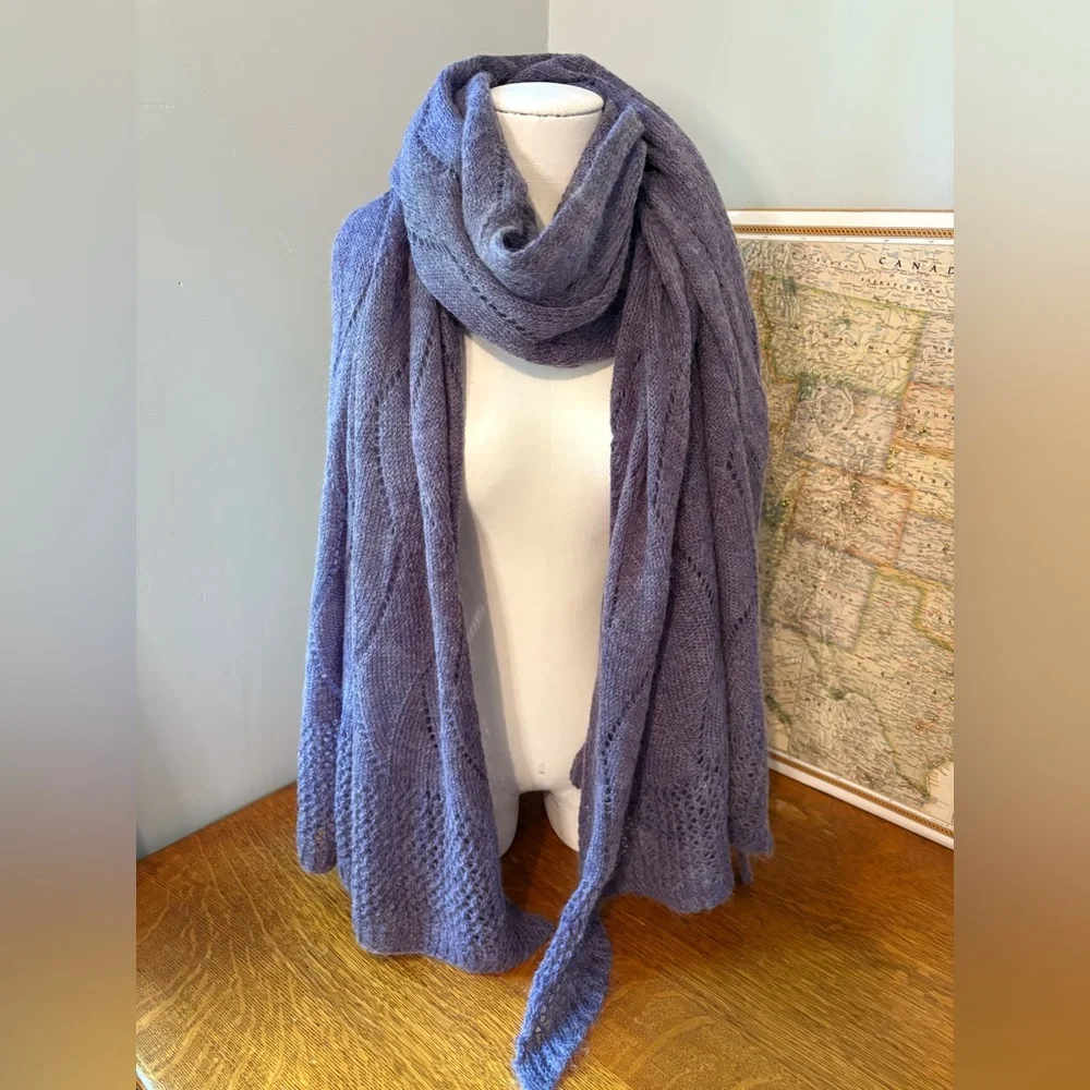 Nardi & Tagliaferri Luxury Mohair Wool Blend Scarf 28”x 84” Shawl Wrap - Picture 4 of 16